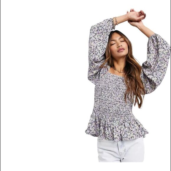 Floral Soffy Peplum Blouse Vero Moda  Sz M  NWT - Picture 1 of 11